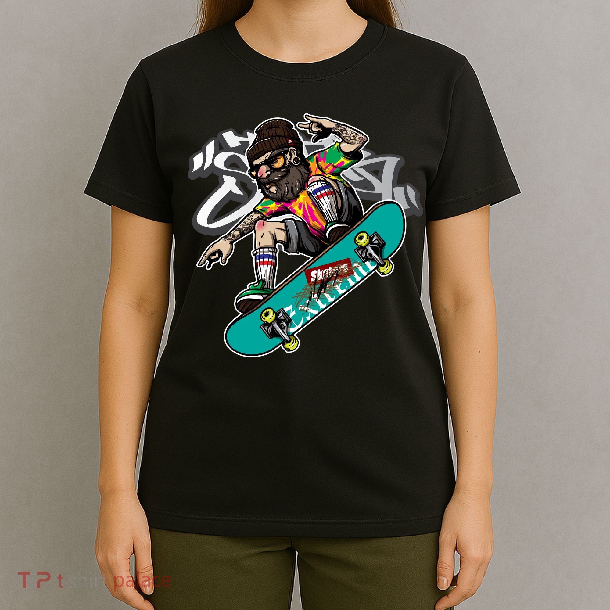 Hipster Riding Skateboard T-Shirt
