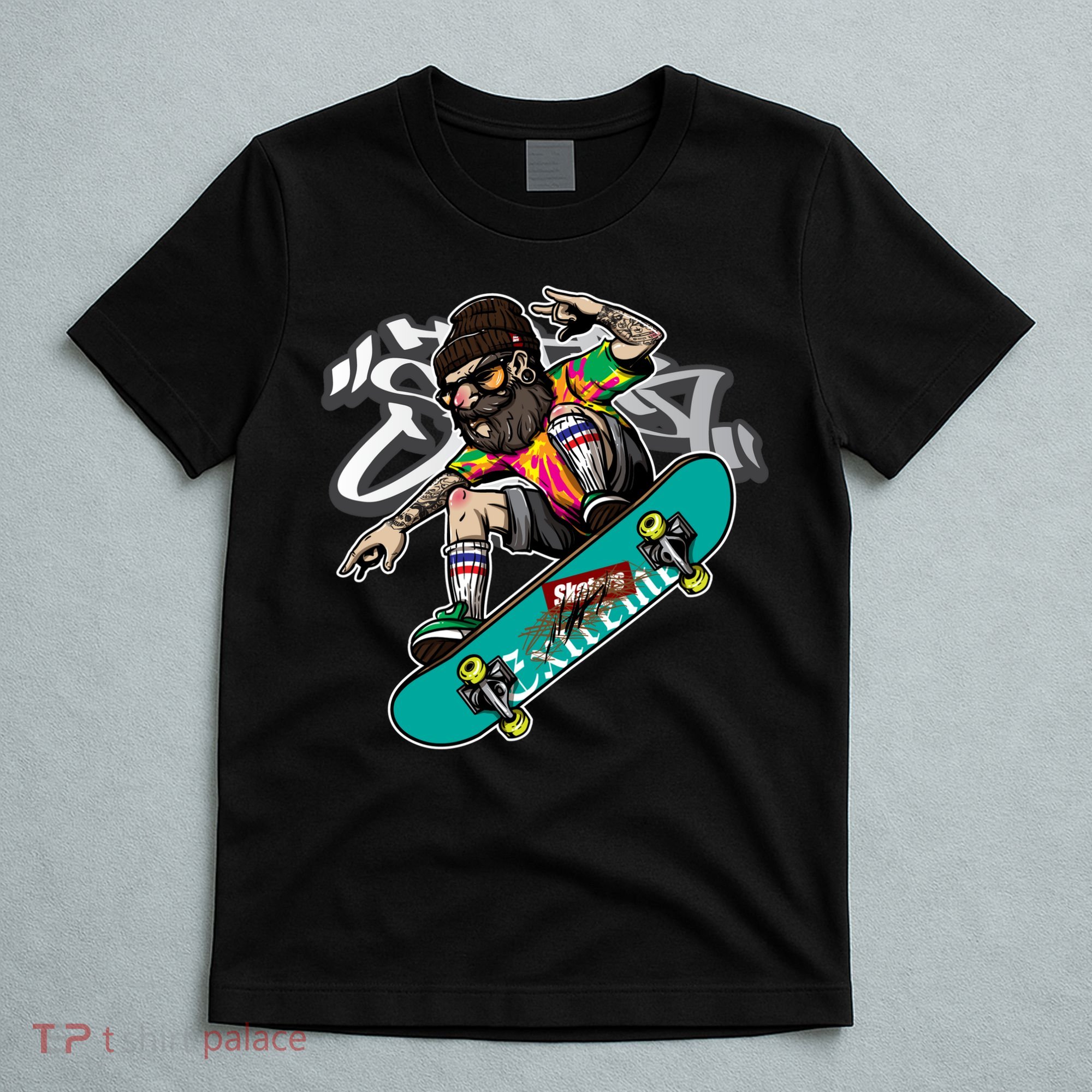 Hipster Riding Skateboard T-Shirt