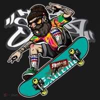 Hipster Riding Skateboard T-Shirt thumb 7