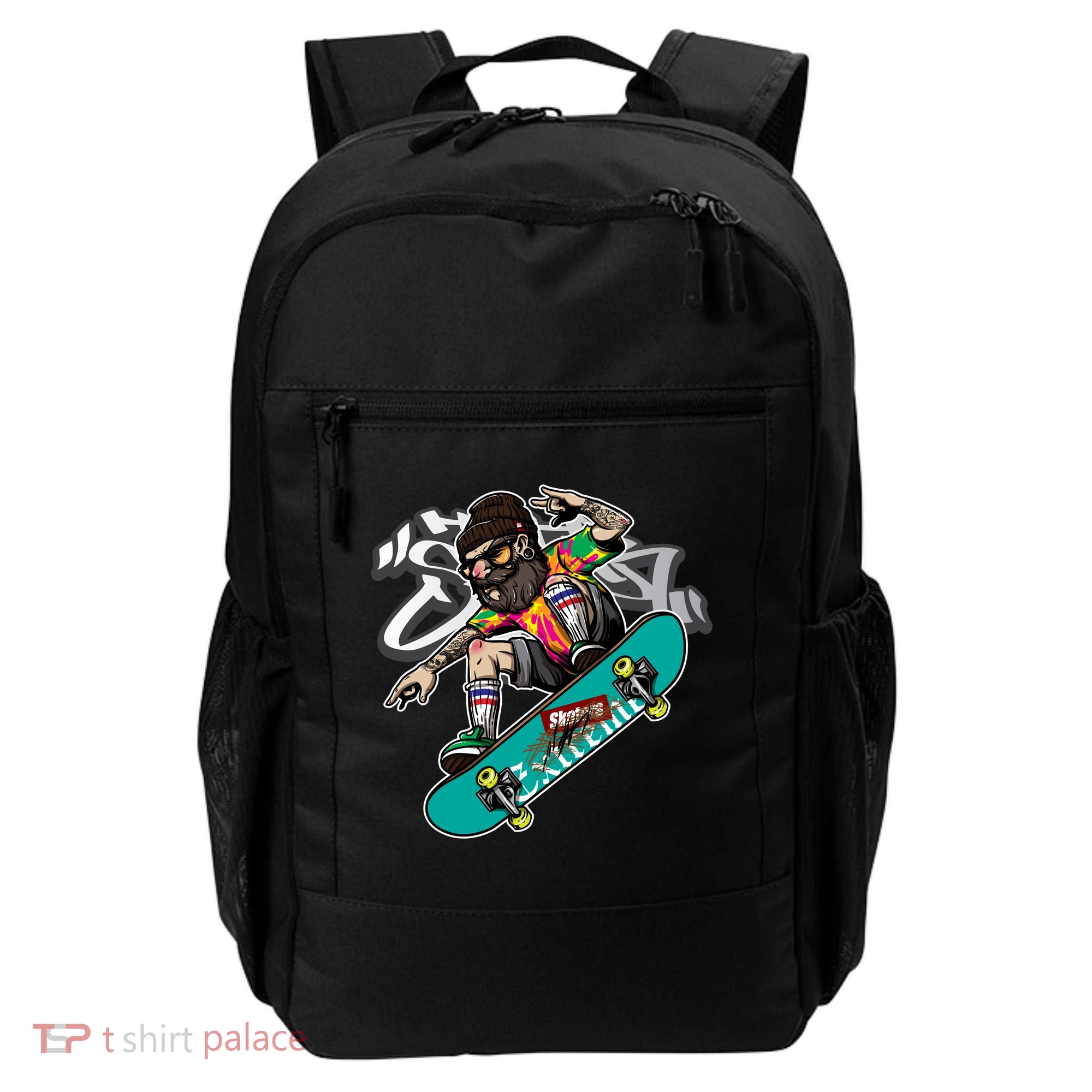 Hipster Riding Skateboard Backpack