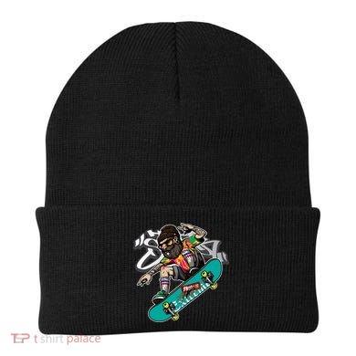 Hipster Riding Skateboard Beanie