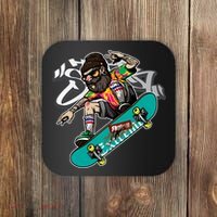 Hipster Riding Skateboard Coaster thumb 0