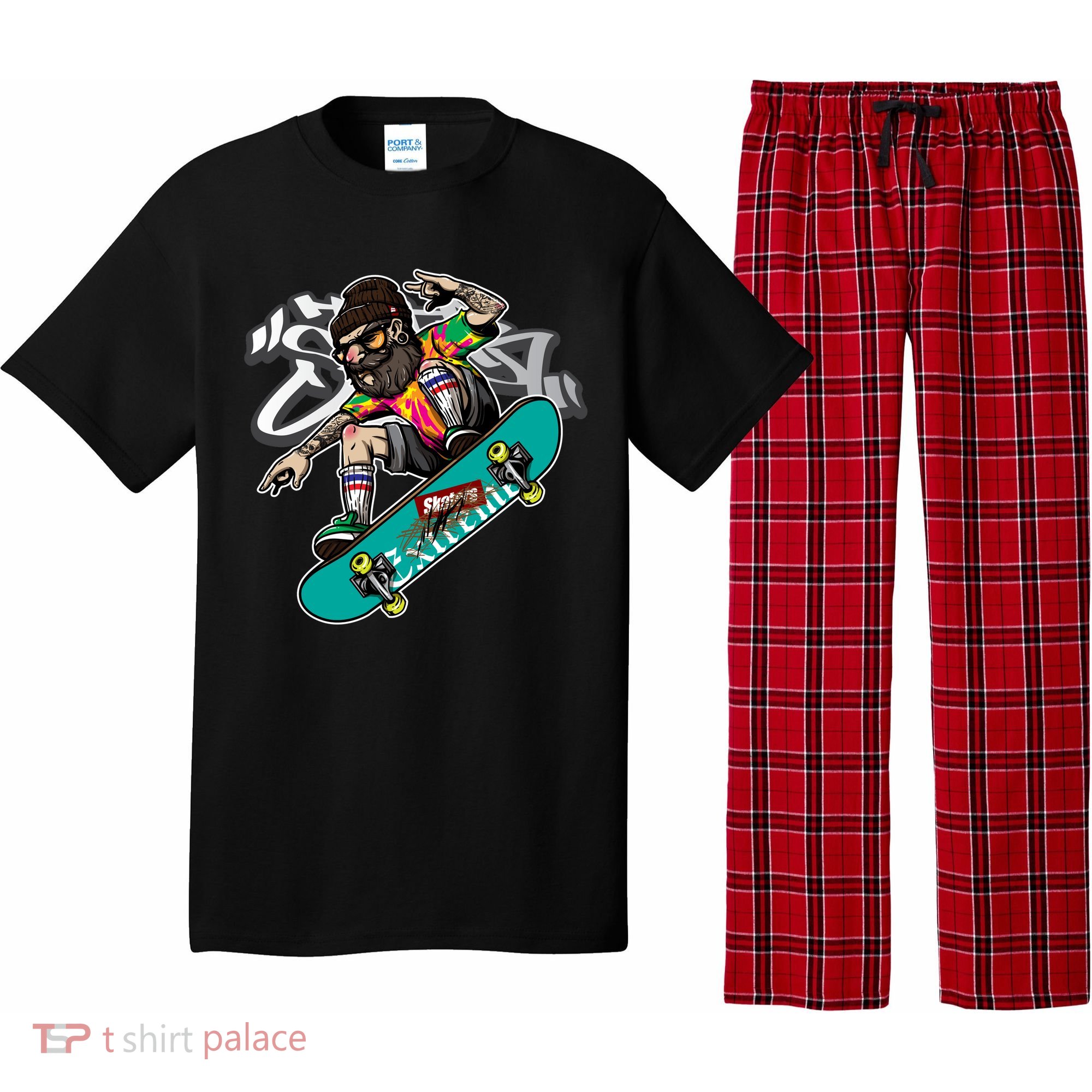 Hipster Riding Skateboard Pajama Set