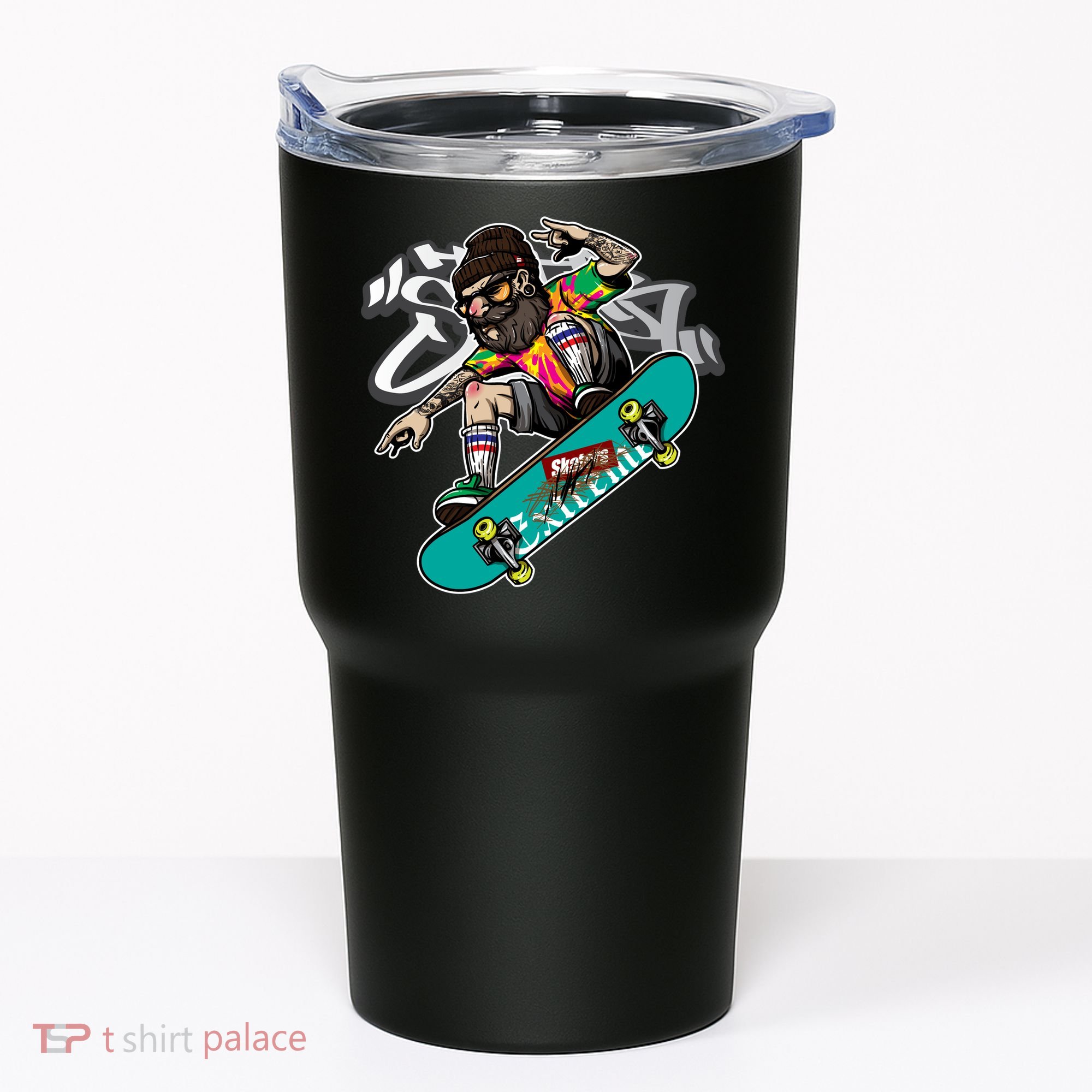 Hipster Riding Skateboard Tumbler