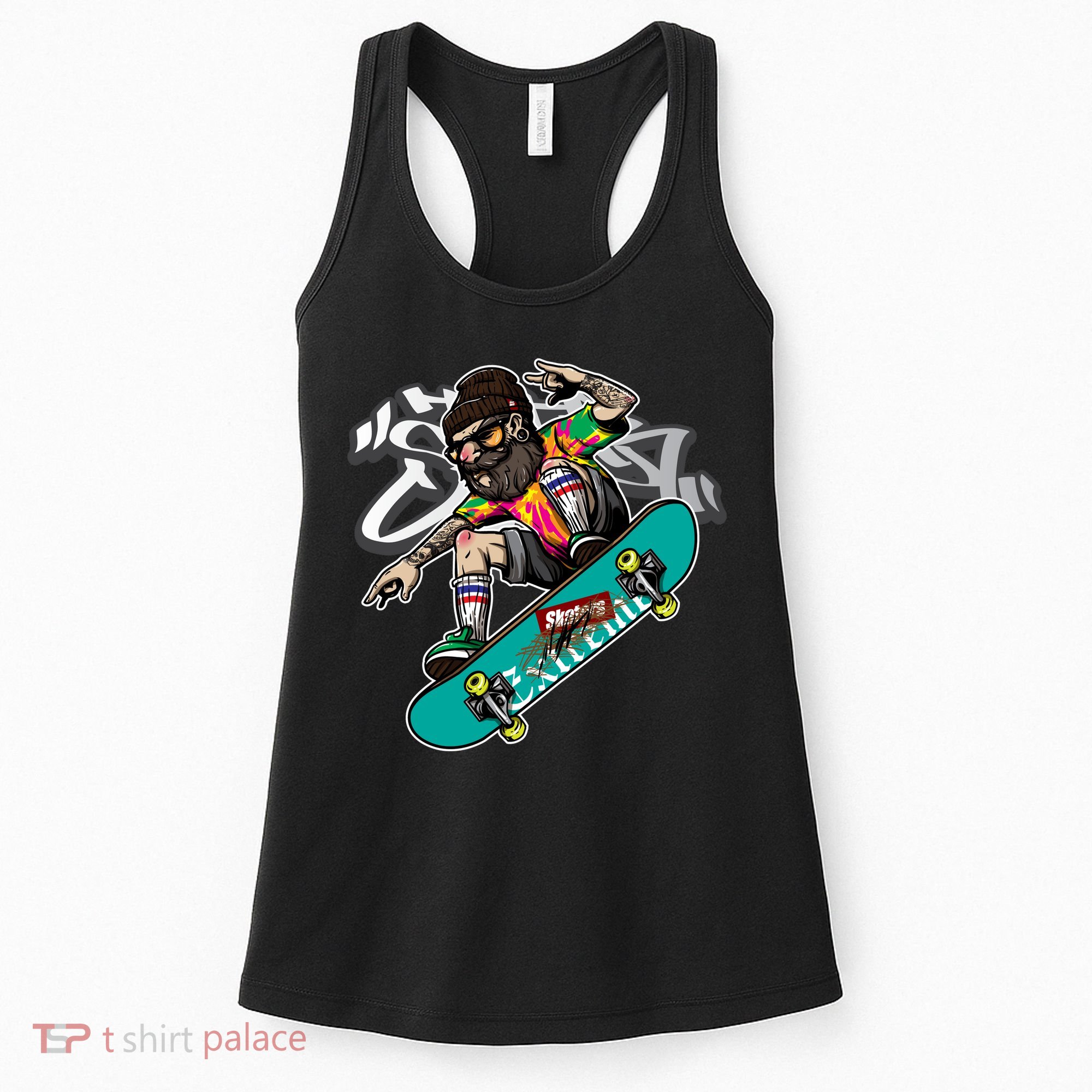 Hipster Riding Skateboard Women's Tank Top