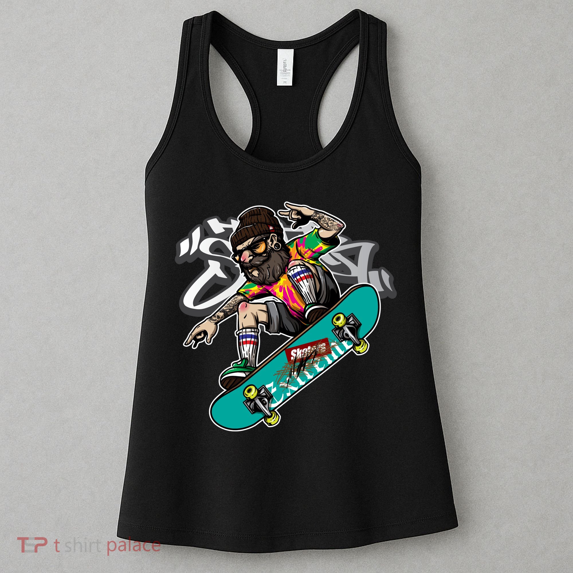 Hipster Riding Skateboard Women's Tank Top