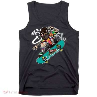 Hipster Riding Skateboard Tank Top