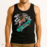 Hipster Riding Skateboard Tank Top thumb 3
