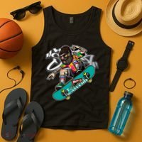 Hipster Riding Skateboard Tank Top thumb 4