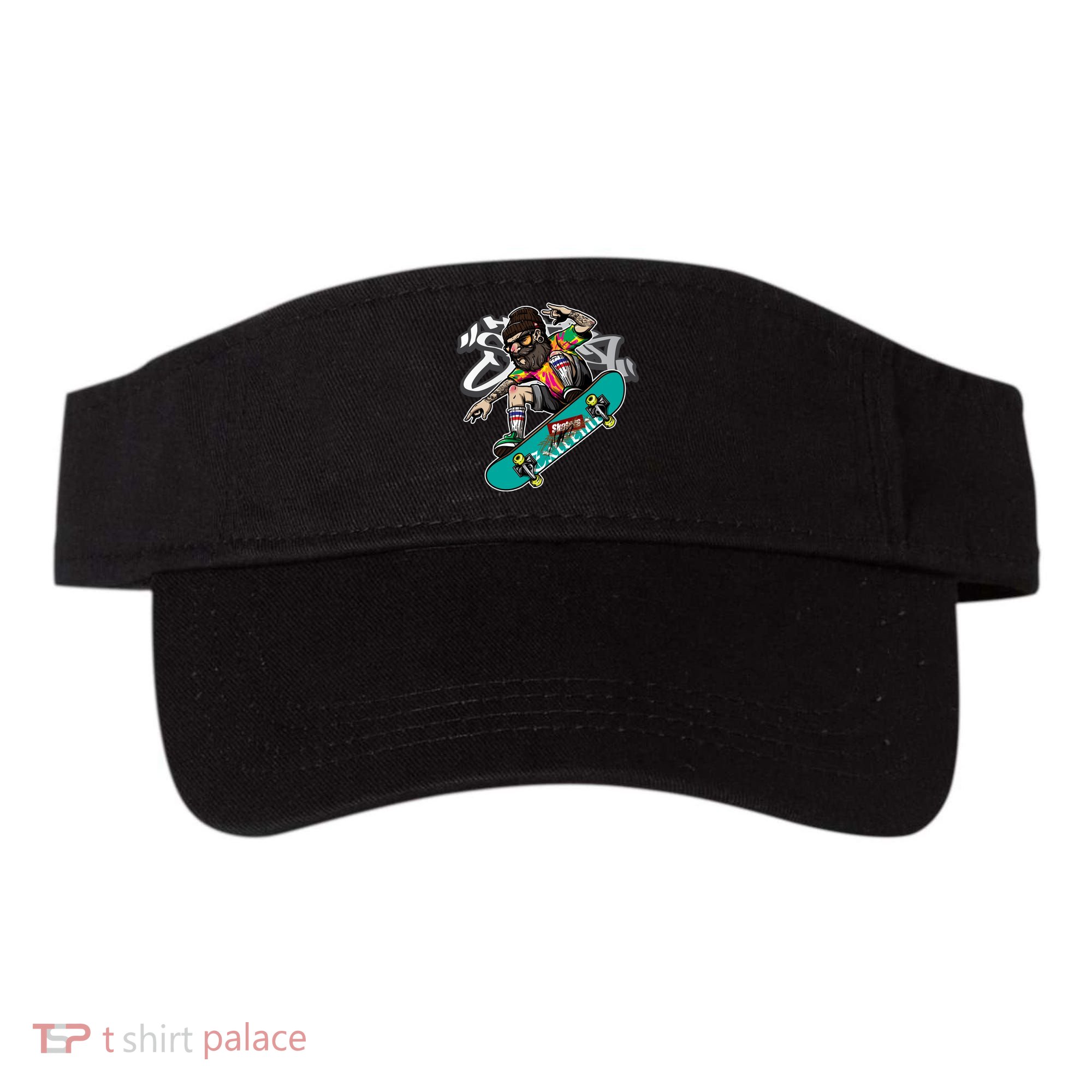 Hipster Riding Skateboard Visor