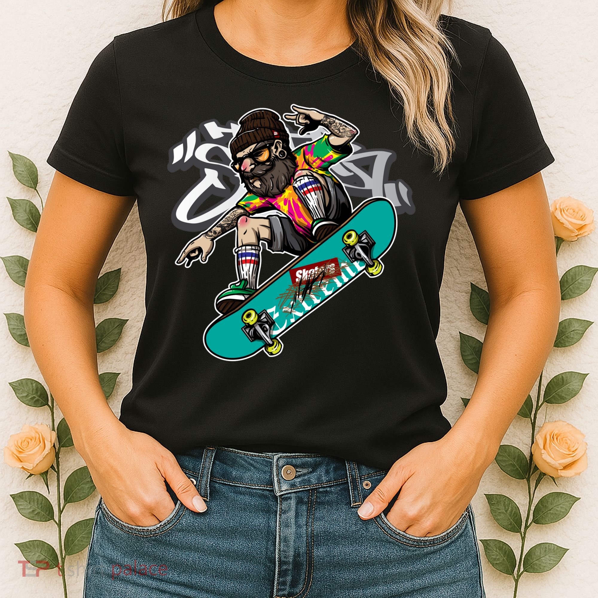 Hipster Riding Skateboard Women's T-Shirt