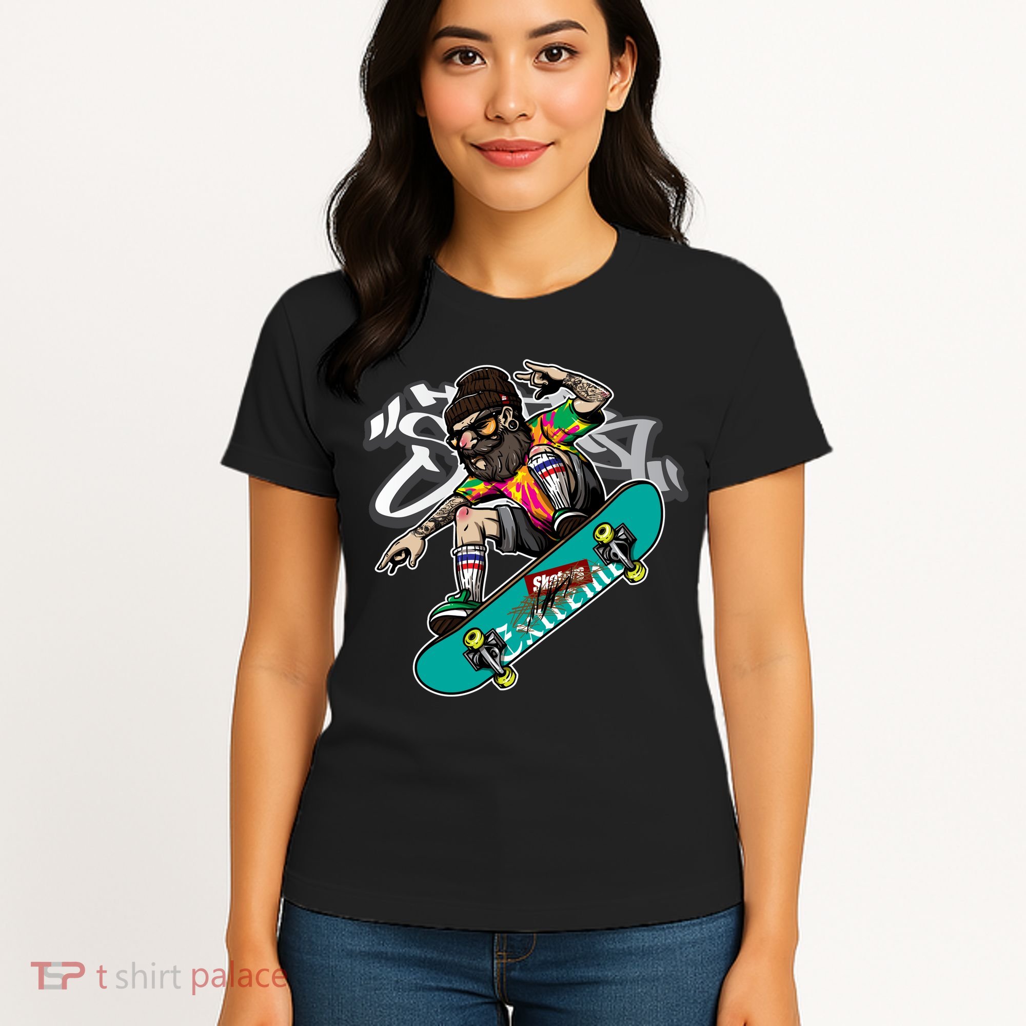 Hipster Riding Skateboard Women's T-Shirt