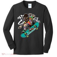 Hipster Riding Skateboard Kids Long Sleeve Shirt thumb 0