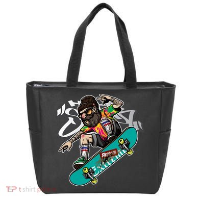Hipster Riding Skateboard Tote Bag