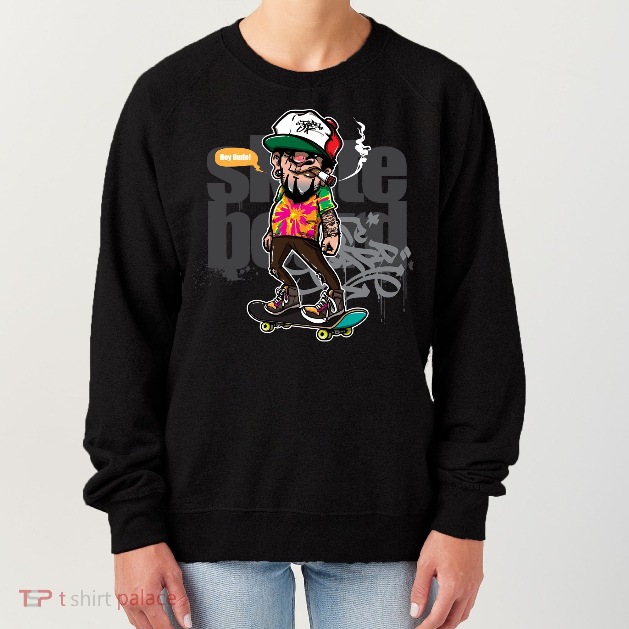 Hipster Riding Skateboard Women's Sweatshirt