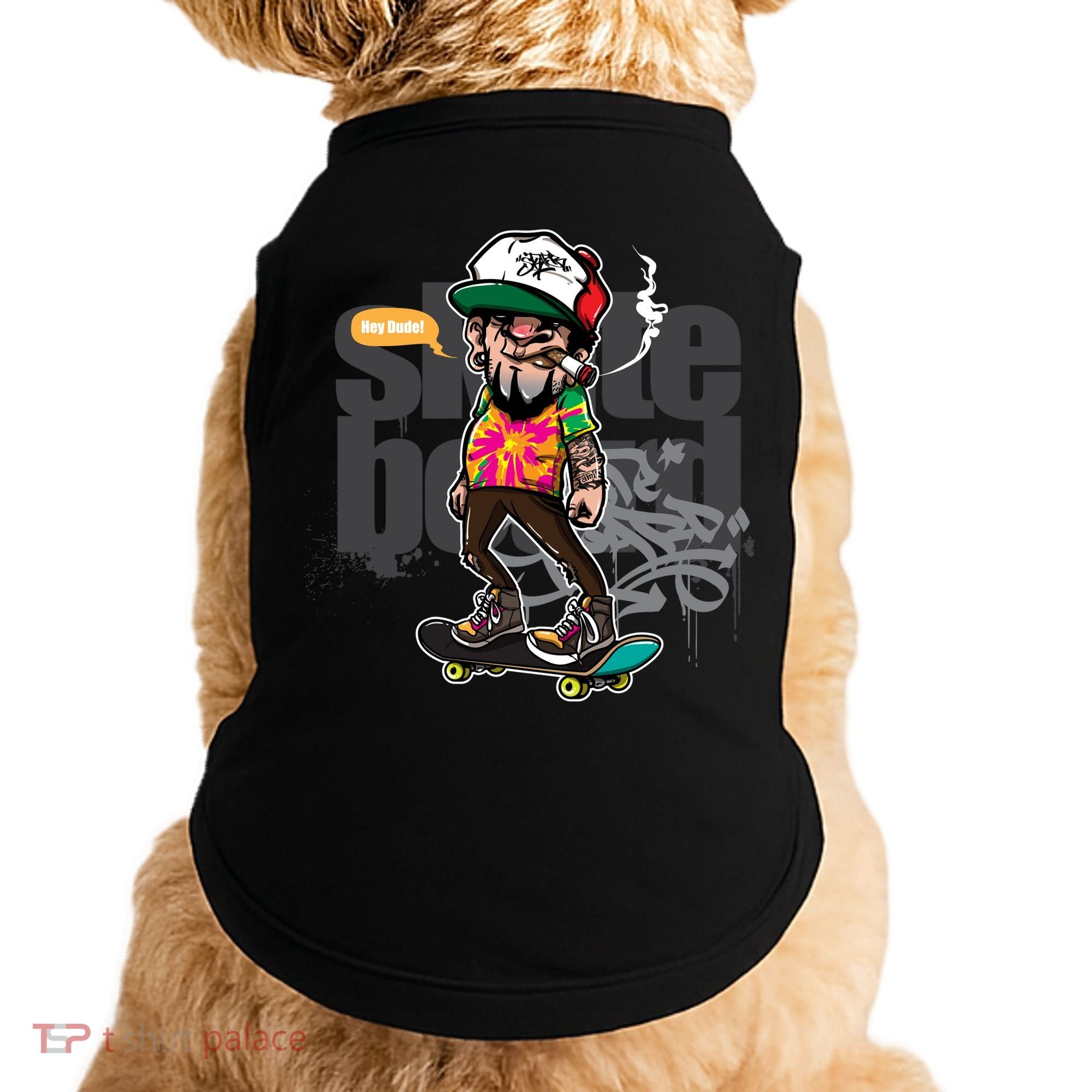 Hipster Riding Skateboard Doggie Tank