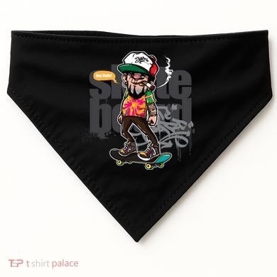 Hipster Riding Skateboard USA-Made Doggie Bandana