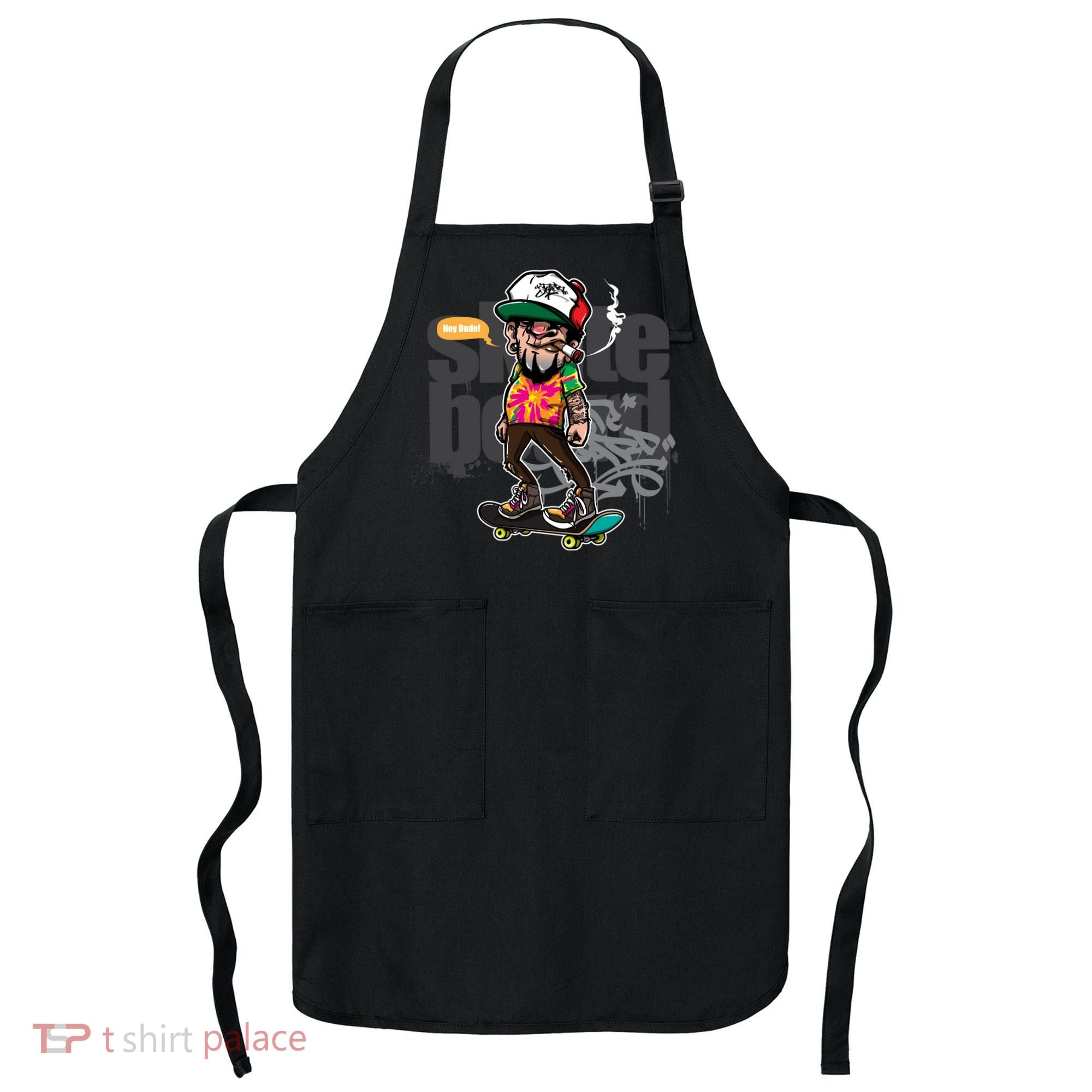 Hipster Riding Skateboard Apron