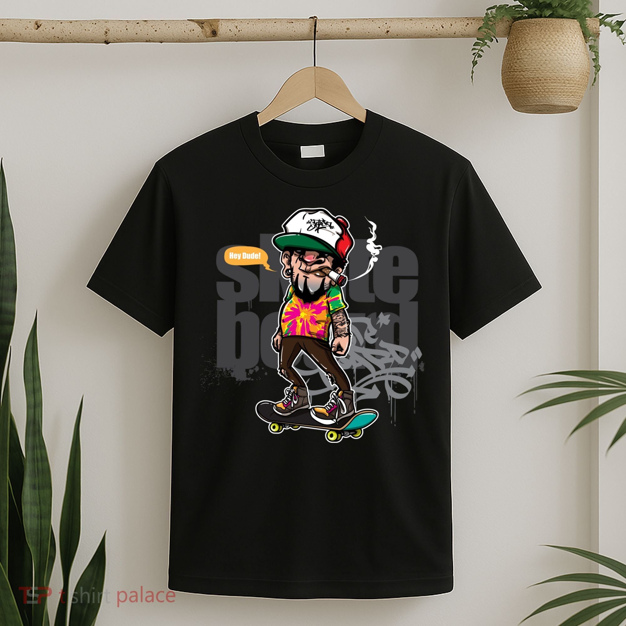 Hipster Riding Skateboard T-Shirt
