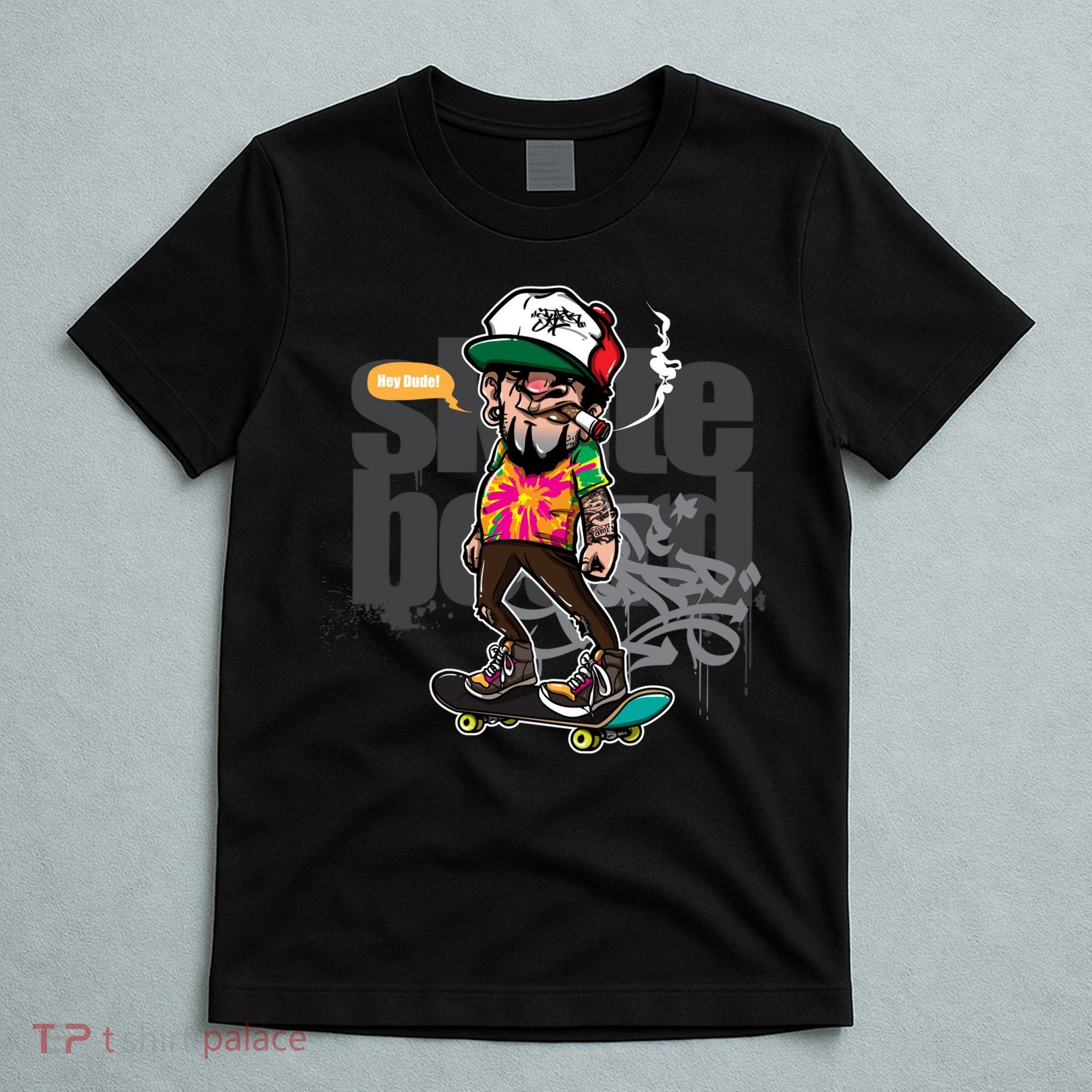 Hipster Riding Skateboard T-Shirt