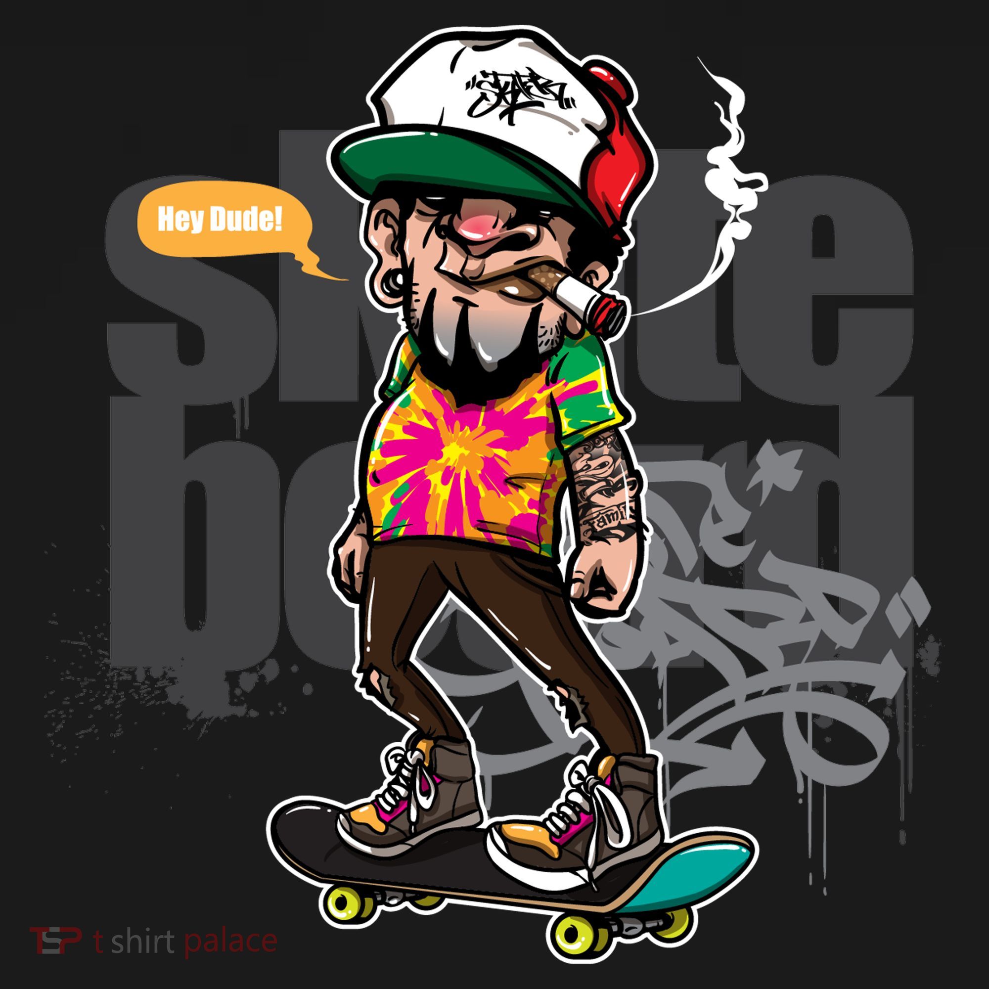 Hipster Riding Skateboard T-Shirt