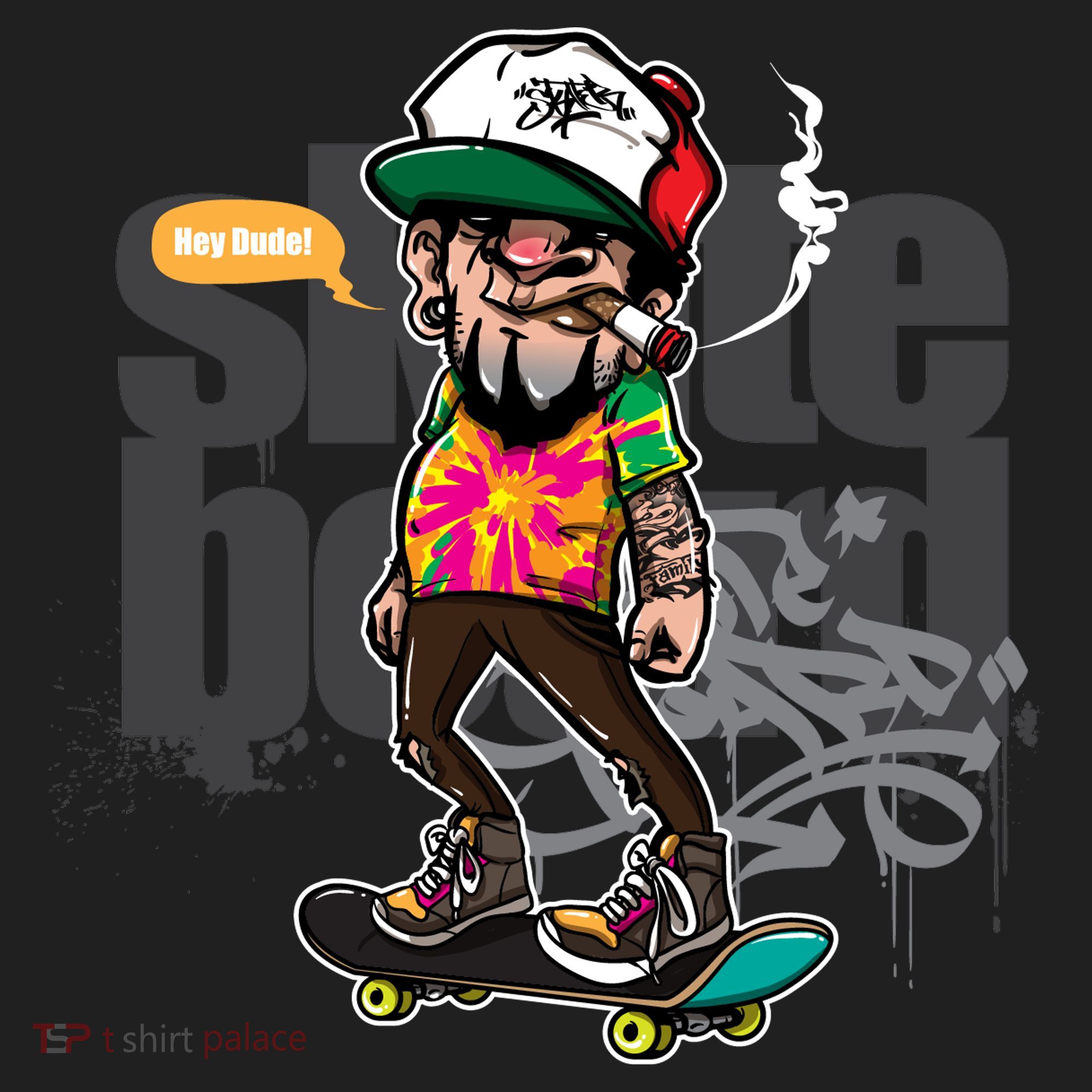 Hipster Riding Skateboard Beanie