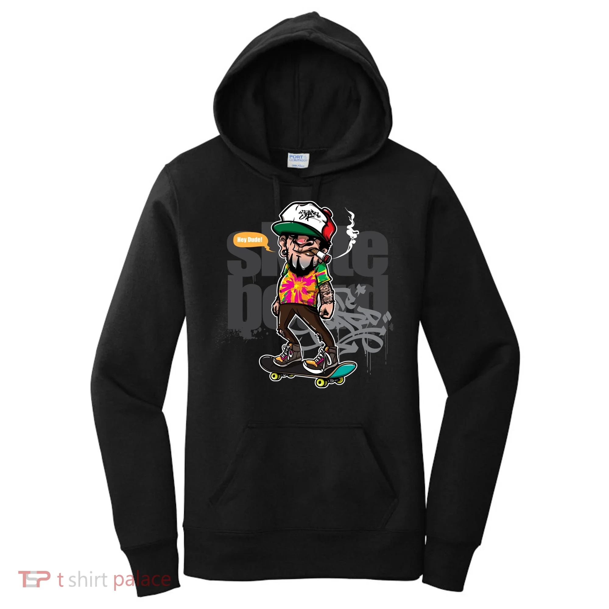 Hipster Riding Skateboard Women's Hoodie