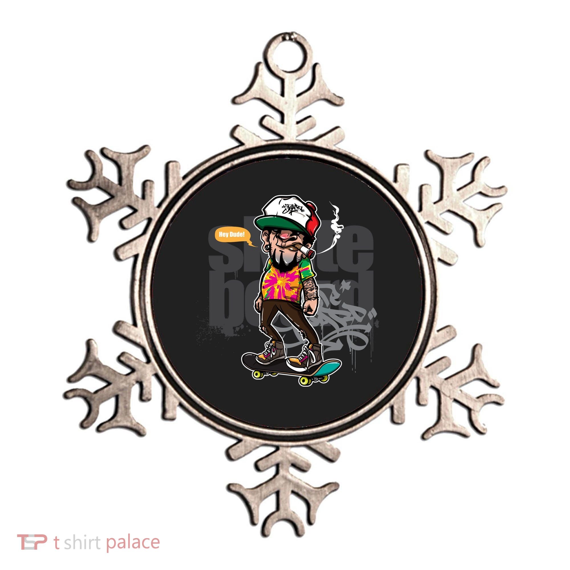 Hipster Riding Skateboard Ornament
