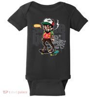 Hipster Riding Skateboard Baby Bodysuit thumb 0