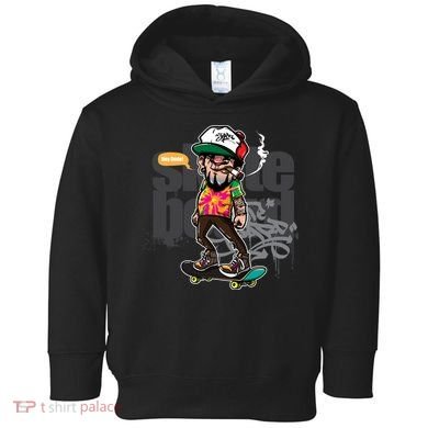 Hipster Riding Skateboard Toddler Hoodie