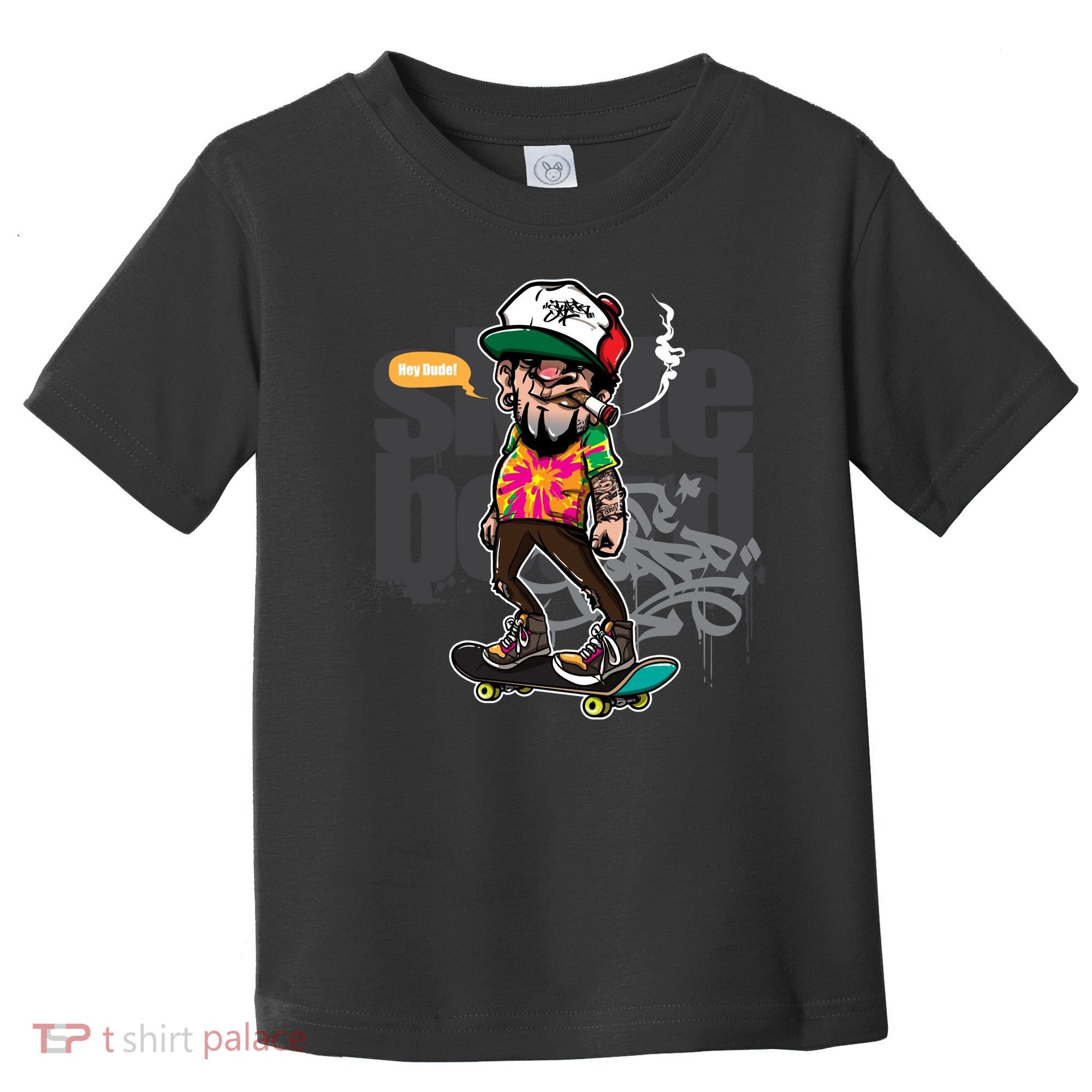 Hipster Riding Skateboard Toddler T-Shirt