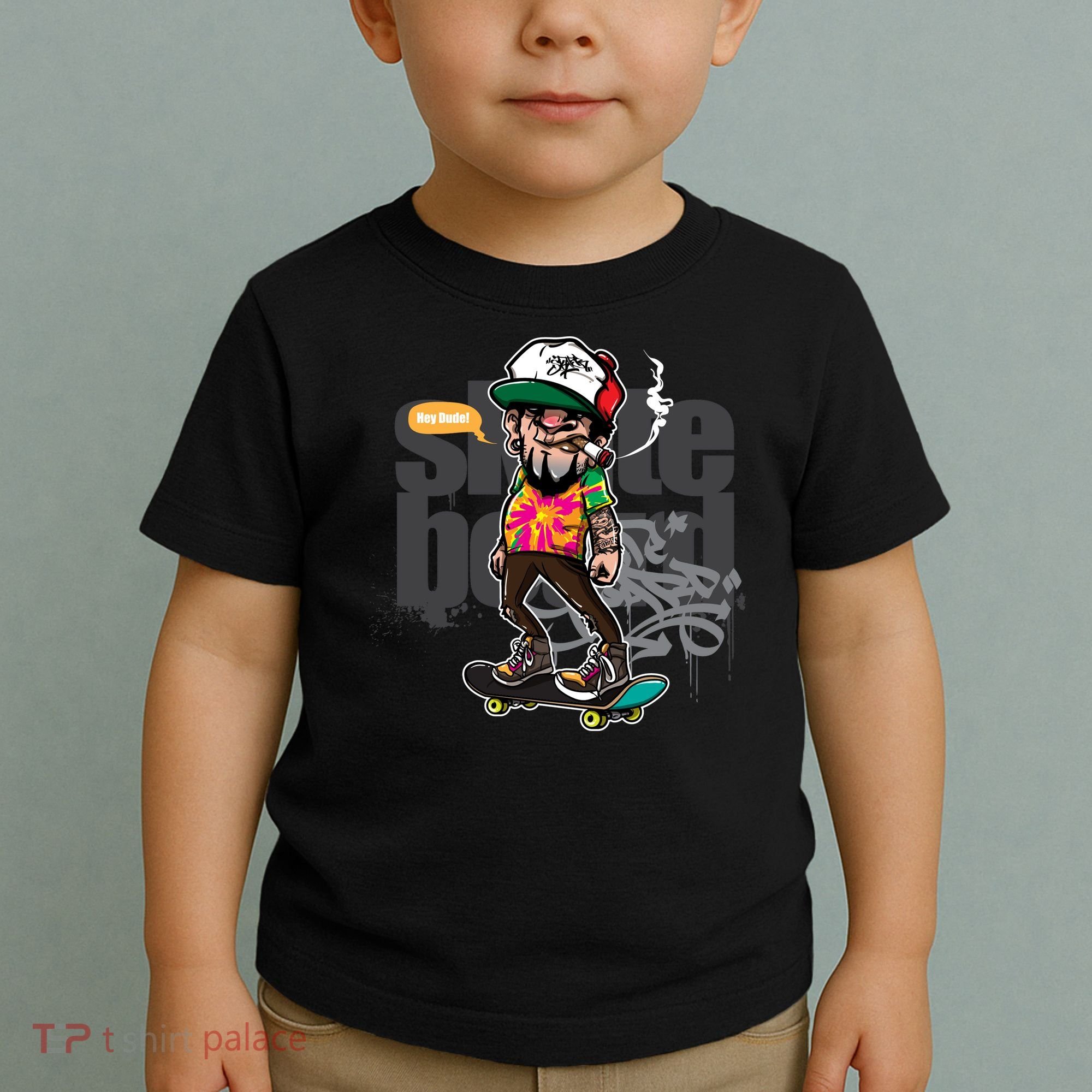 Hipster Riding Skateboard Toddler T-Shirt