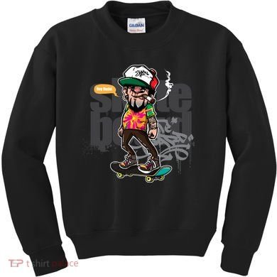 Hipster Riding Skateboard Kids Sweatshirt