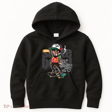 Hipster Riding Skateboard Kids Hoodie