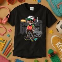 Hipster Riding Skateboard Kids T-Shirt thumb 3