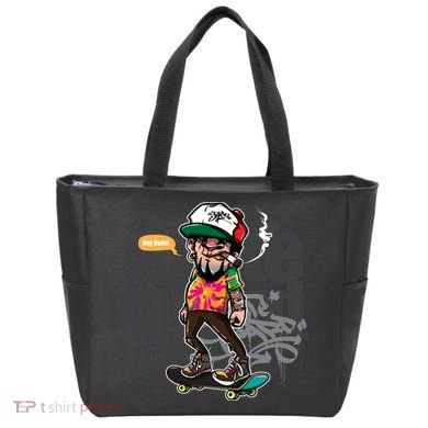 Hipster Riding Skateboard Tote Bag