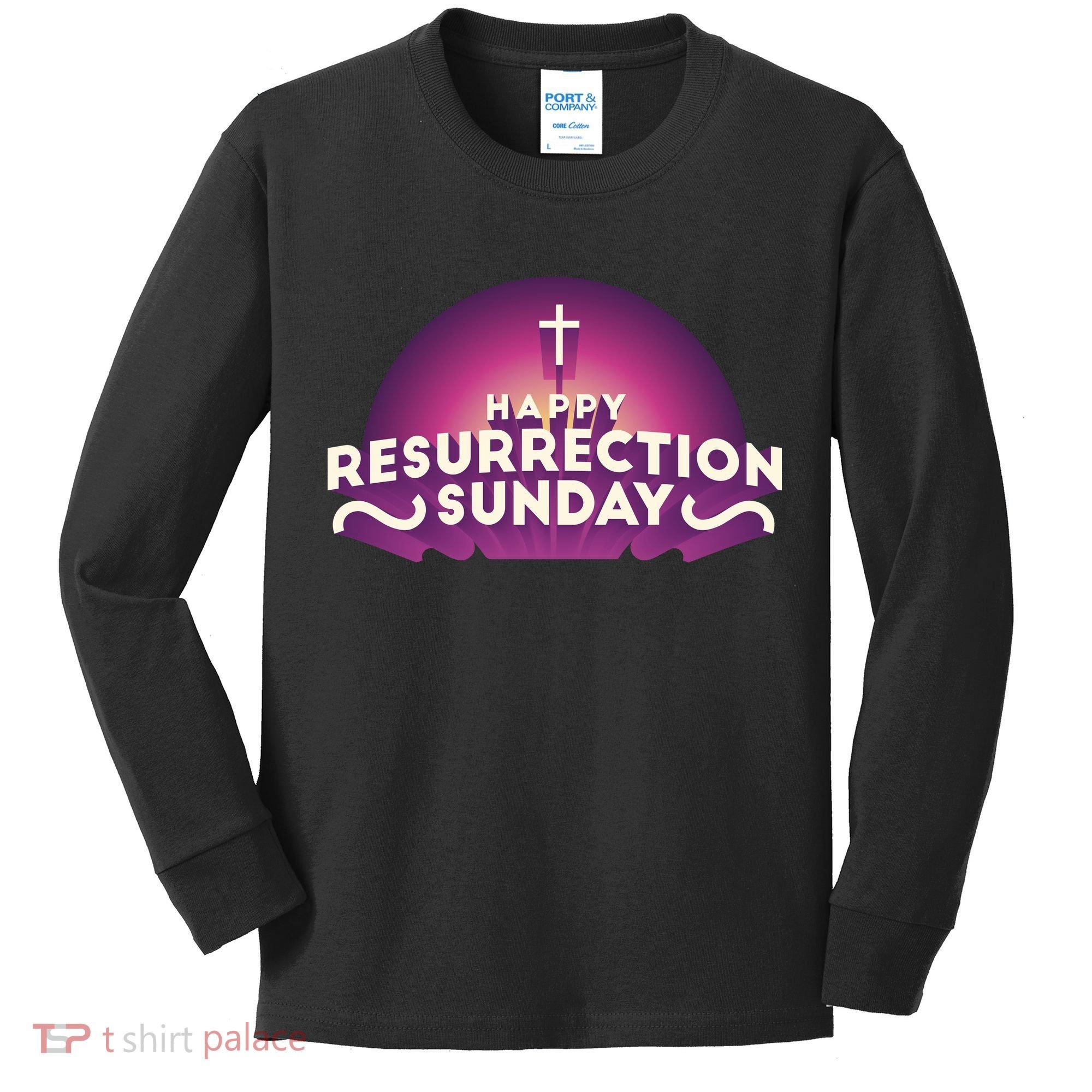 Happy Resurrection Sunday Cross Kids Long Sleeve Shirt