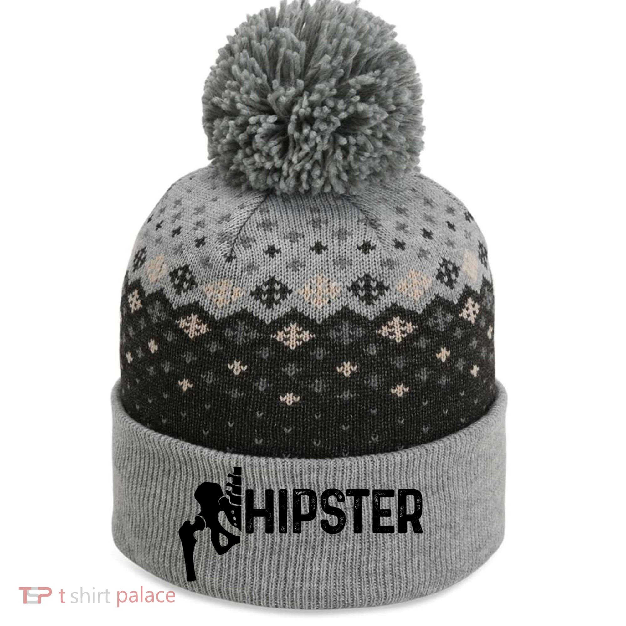 Hip Replacet Surgery Recovery Funny Hippie Hipster Cool Gift The Baniff Cuffed Pom Beanie