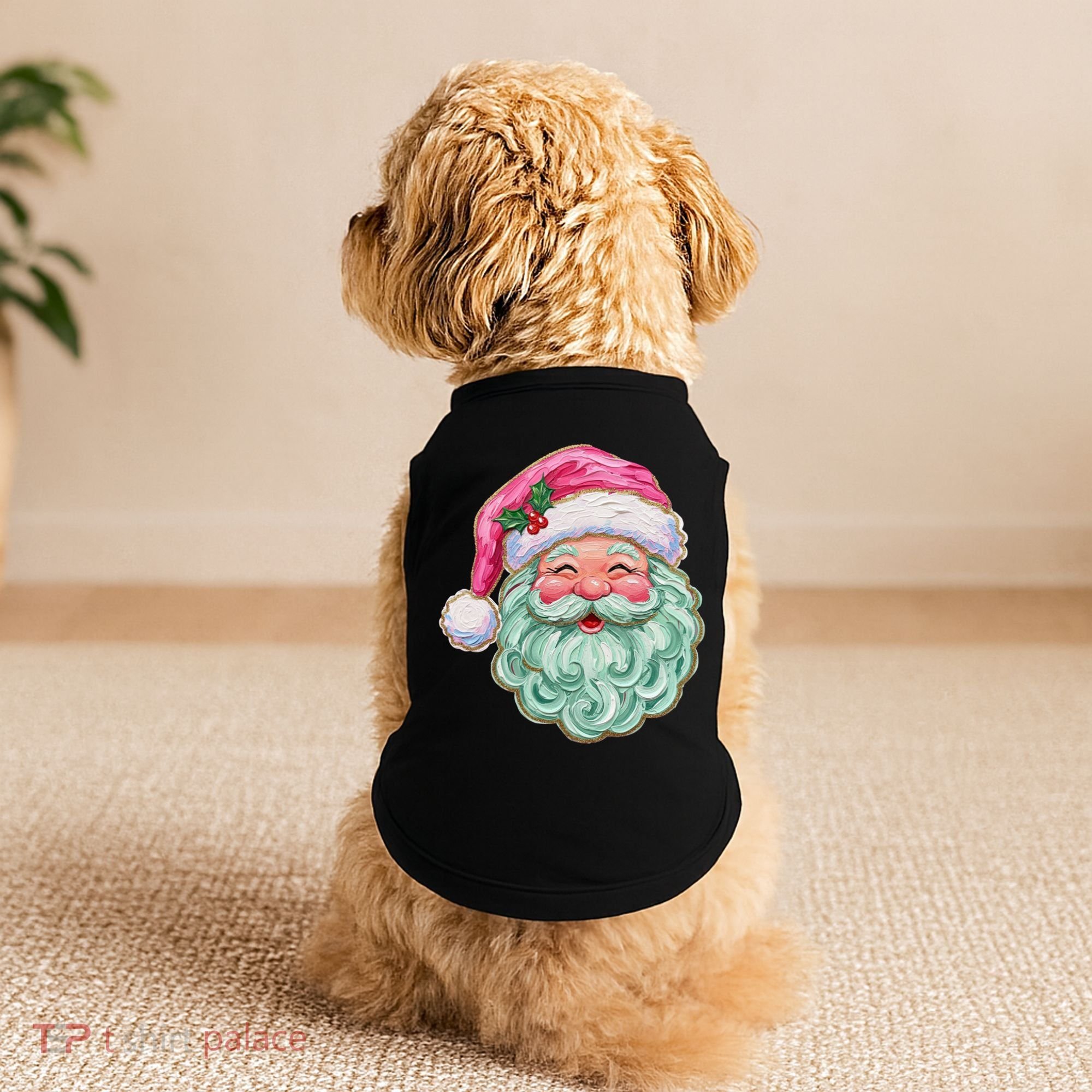 Hand-painted Retro Santa Claus Christmas Cute Doggie Tank