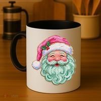 Hand-painted Retro Santa Claus Christmas Cute Coffee Mug thumb 4