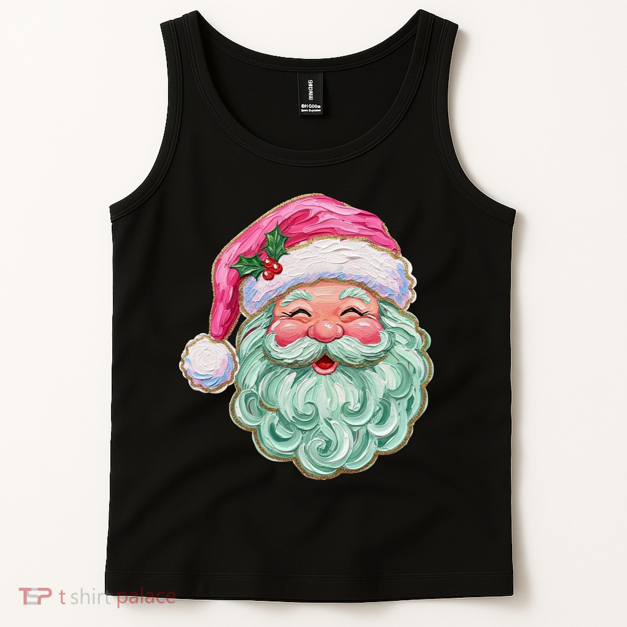 Hand-painted Retro Santa Claus Christmas Cute Tank Top