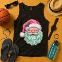 Hand-painted Retro Santa Claus Christmas Cute Tank Top thumb 4
