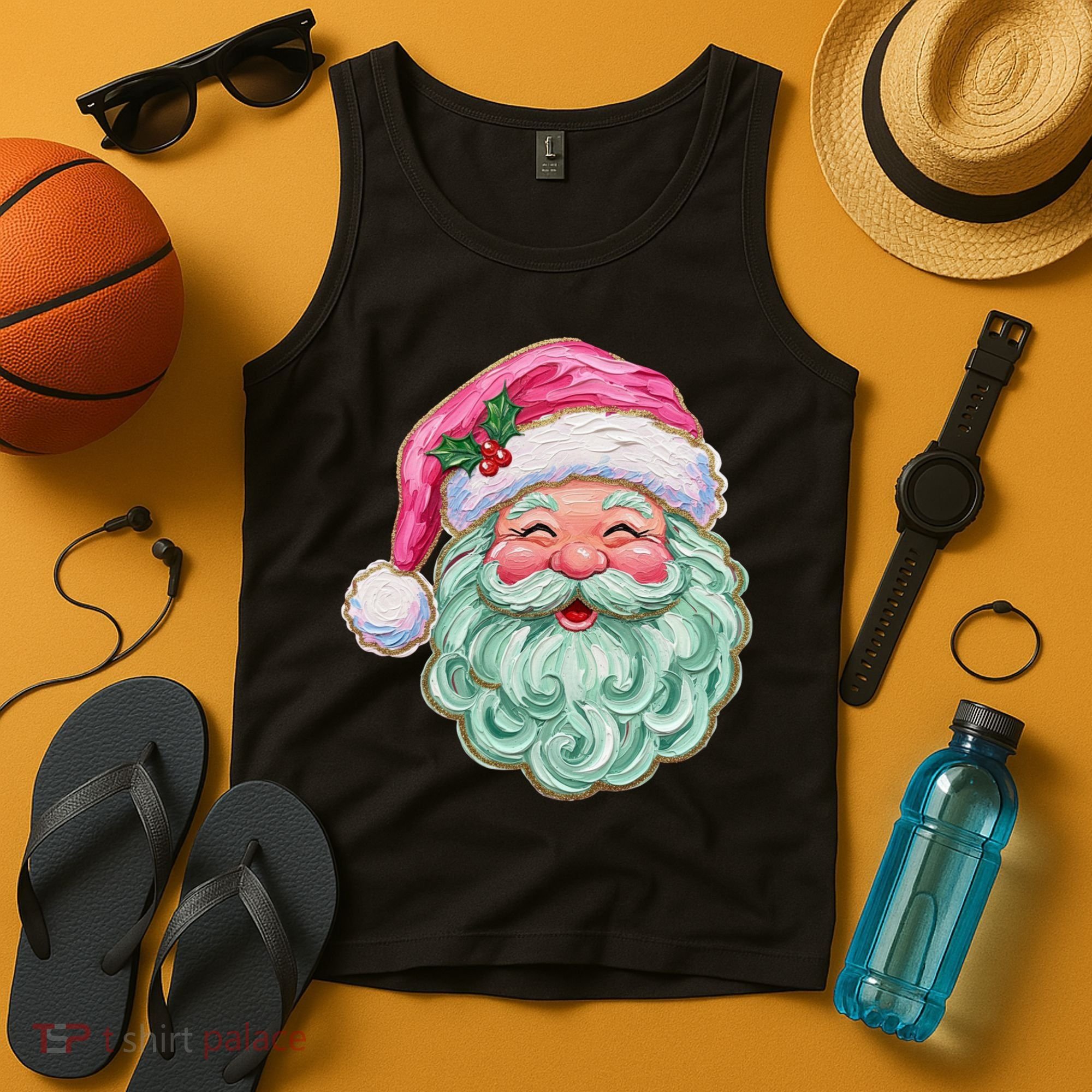 Hand-painted Retro Santa Claus Christmas Cute Tank Top