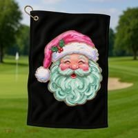 Hand-painted Retro Santa Claus Christmas Cute Golf Towel thumb 1