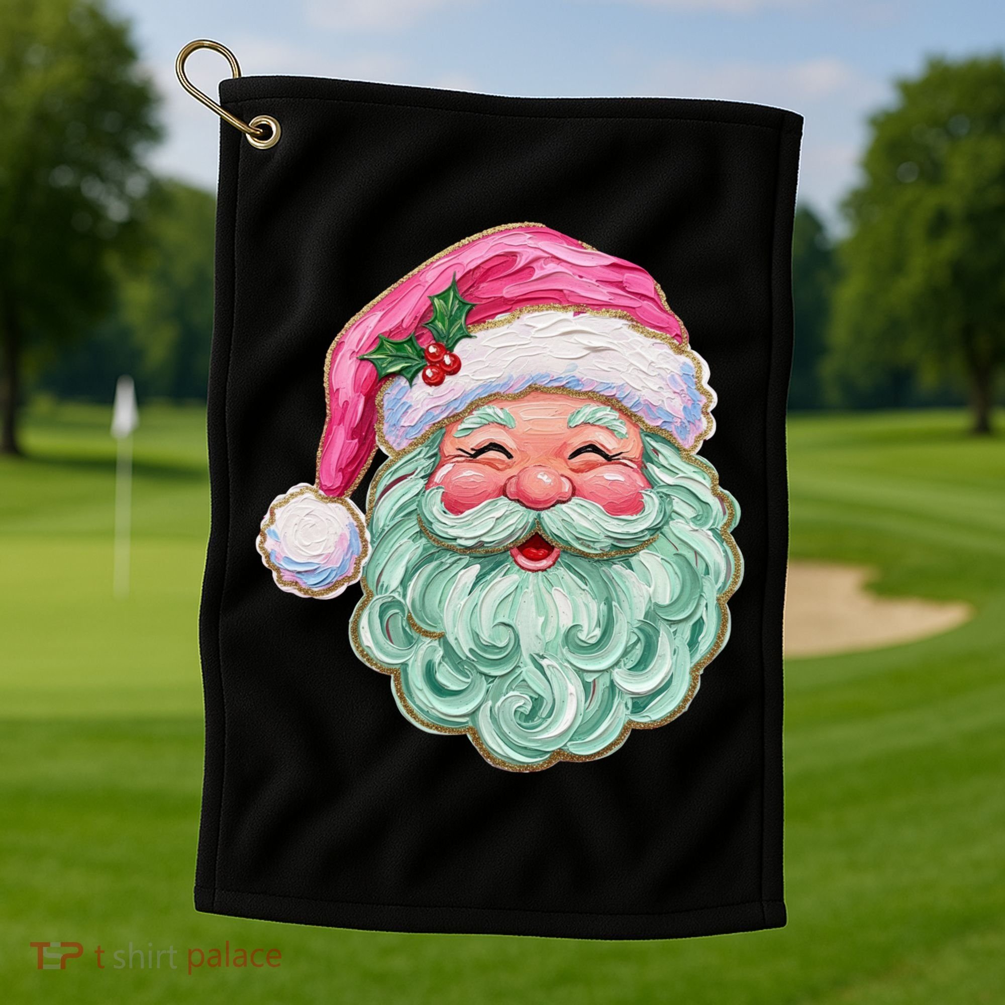 Hand-painted Retro Santa Claus Christmas Cute Golf Towel