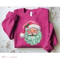 Hand-painted Retro Santa Claus Christmas Cute Sweatshirt thumb 2