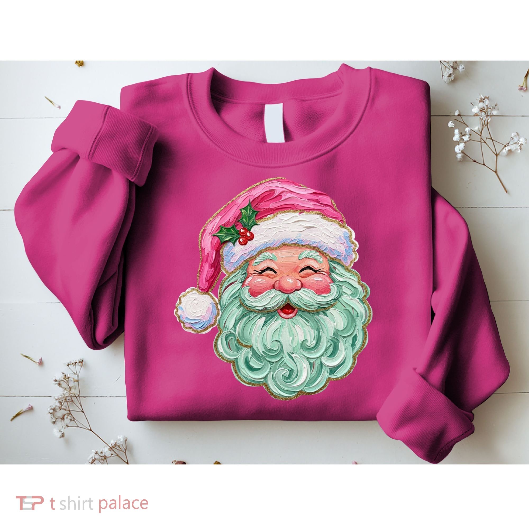 Hand-painted Retro Santa Claus Christmas Cute Sweatshirt
