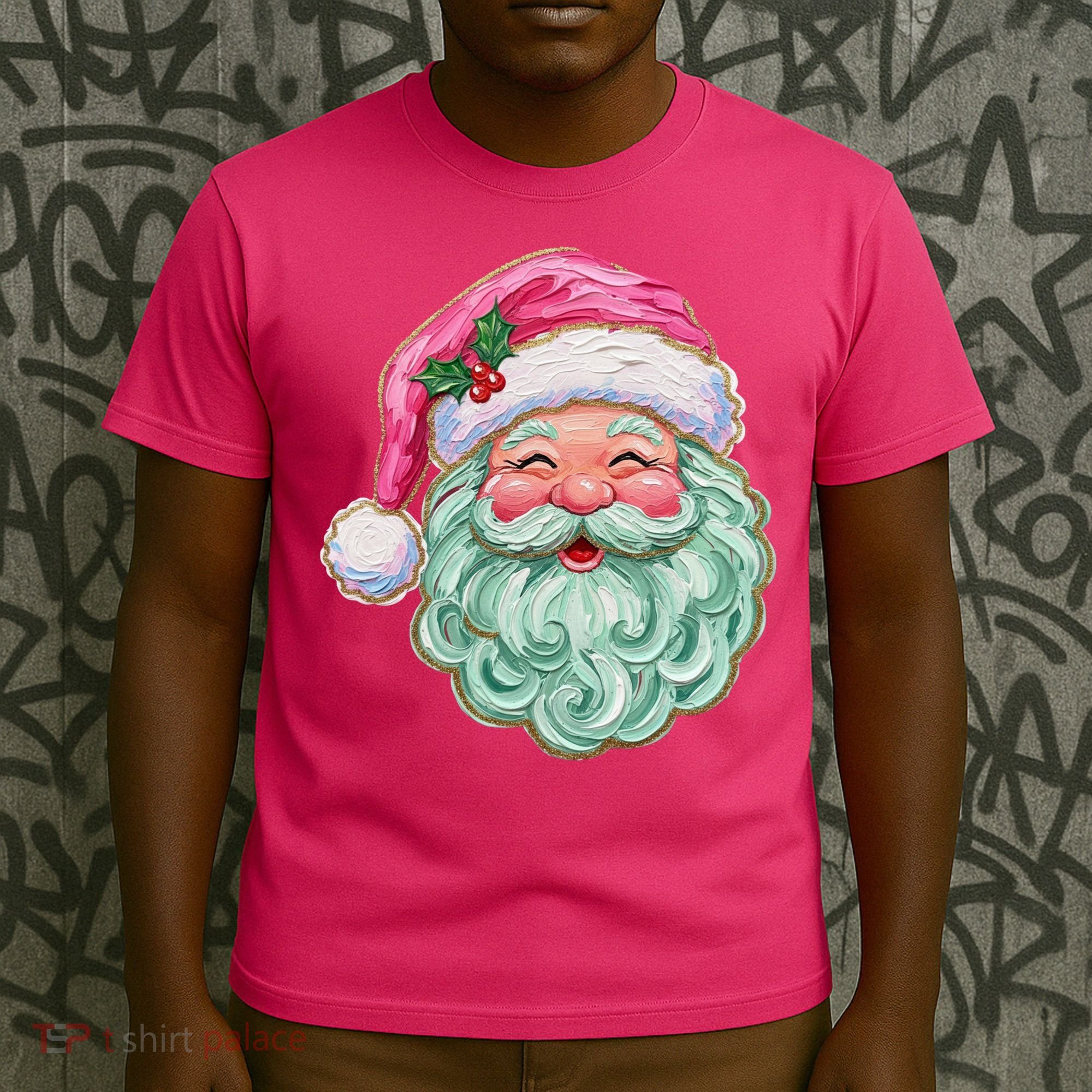 Hand-painted Retro Santa Claus Christmas Cute T-Shirt