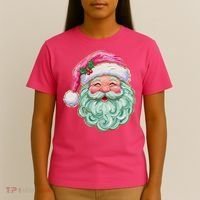 Hand-painted Retro Santa Claus Christmas Cute T-Shirt thumb 4