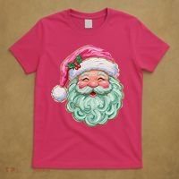 Hand-painted Retro Santa Claus Christmas Cute T-Shirt thumb 5